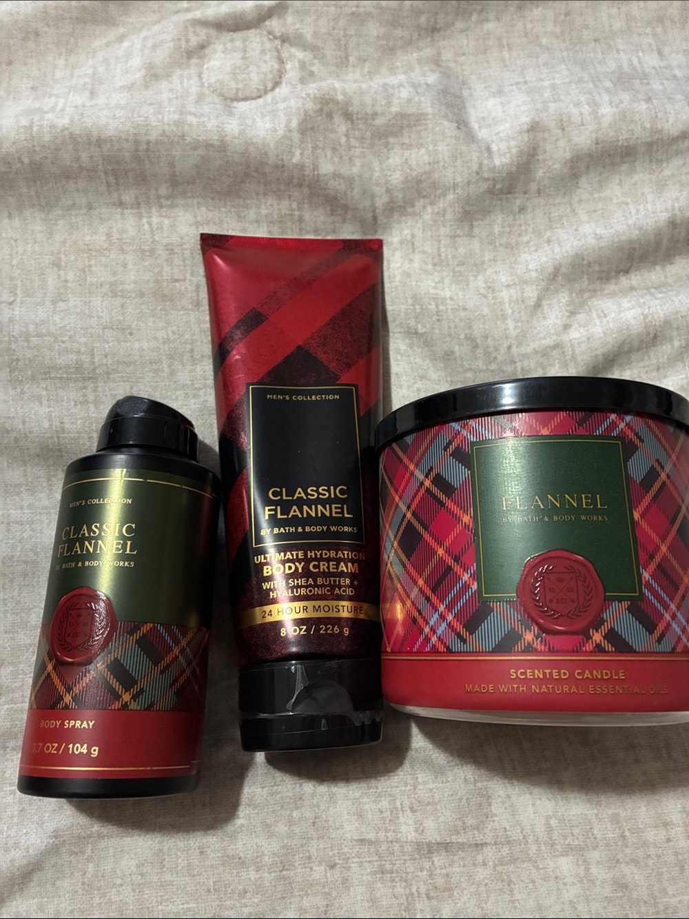 Bath & Body Works Classic Flannel Gift Trio - Red & Green Plaid